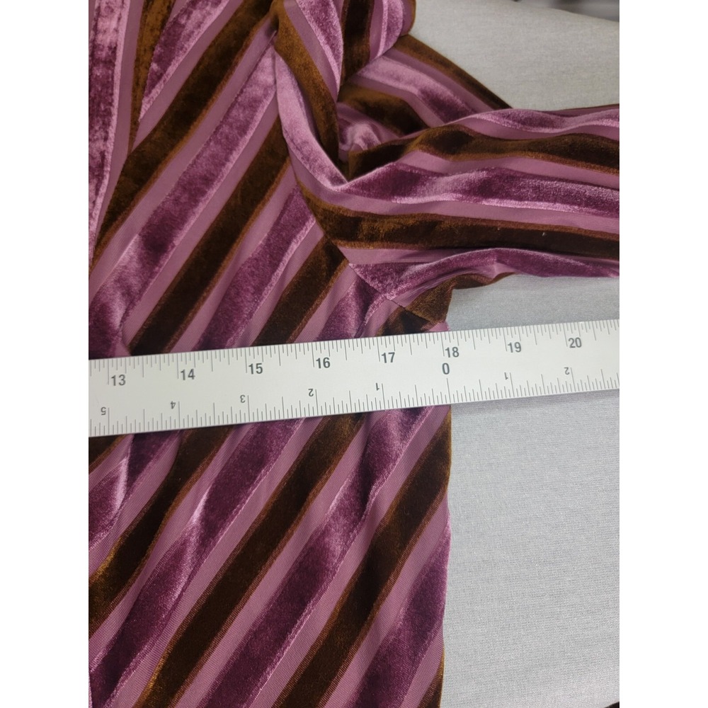 London Times Velvet Dress Women 8 Purple Brown Burnout Striped Retro Chic Y2K - Picture 5 of 9
